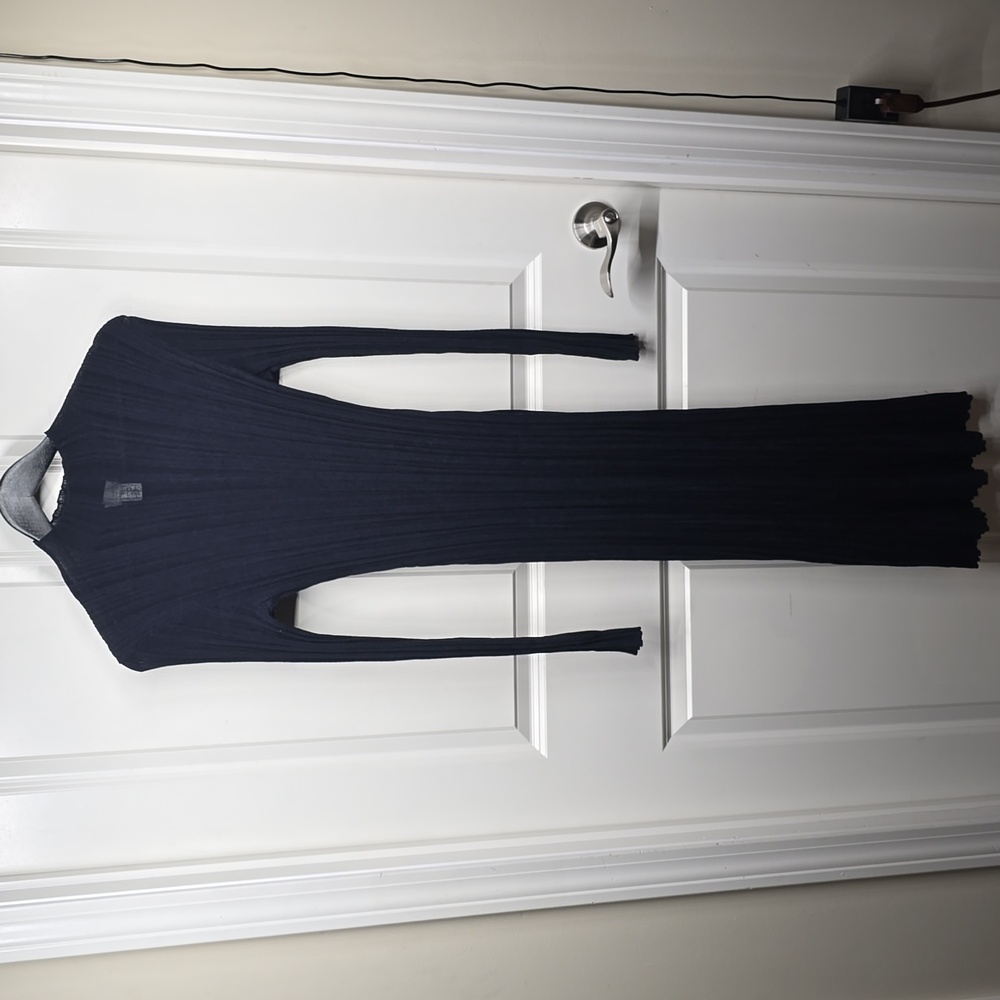 New w/o Tags H&M Translucent Navy Ribbed Knit Dress